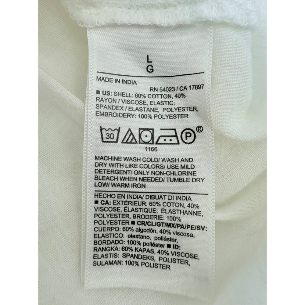 Old Navy White Ruffled Smocked Cottagcore Croquette Sleeveless Cotton Blend Top - Picture 12 of 13